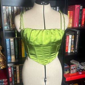 L.A. Hearts Green Corset Crop Top